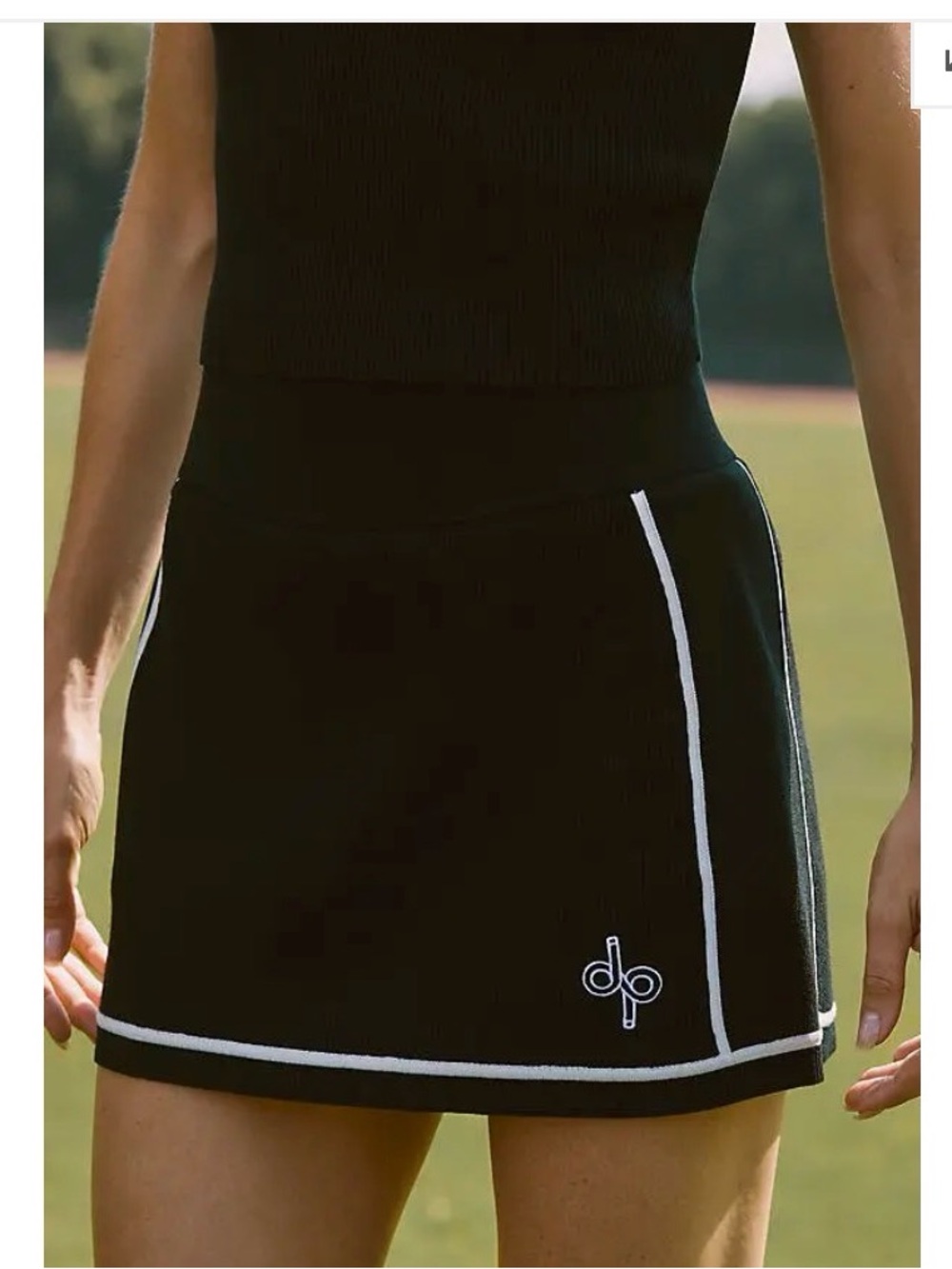 NWT Daily Practice by Anthropologie Black Contrast Piping Drawstring Skort Size